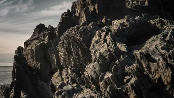 Closeup of sharp volcanic rocks